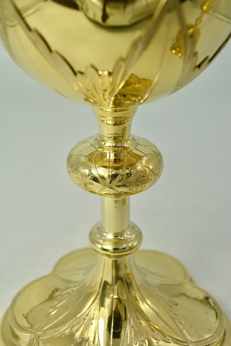 Chalice, Silver Gilt Ciborium, Chapel. France End Of The 19th Century-photo-7