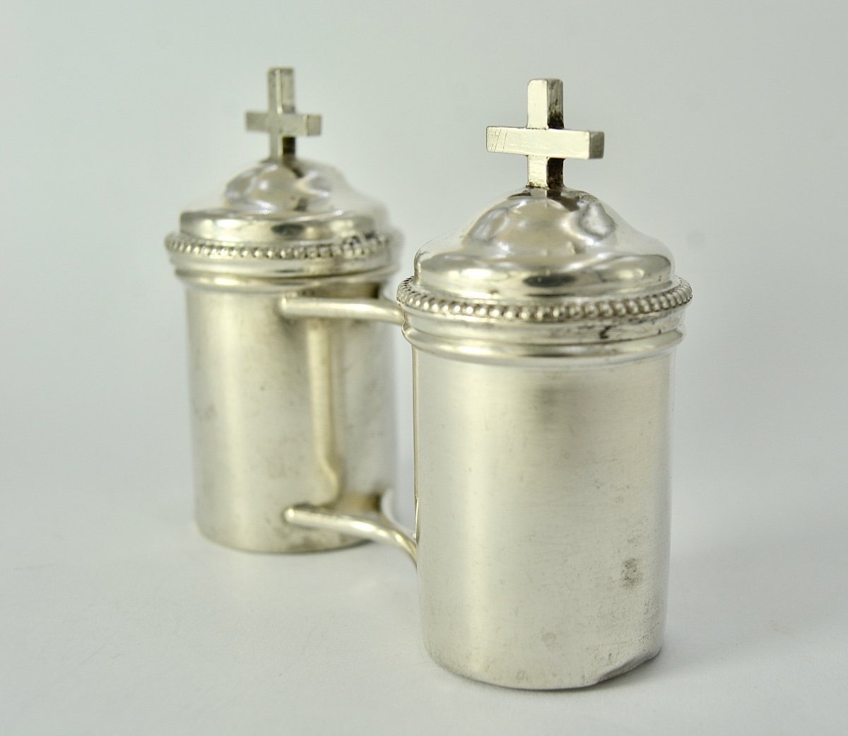 Silver Ampoules For Holy Oils, France, 19th Century -photo-4