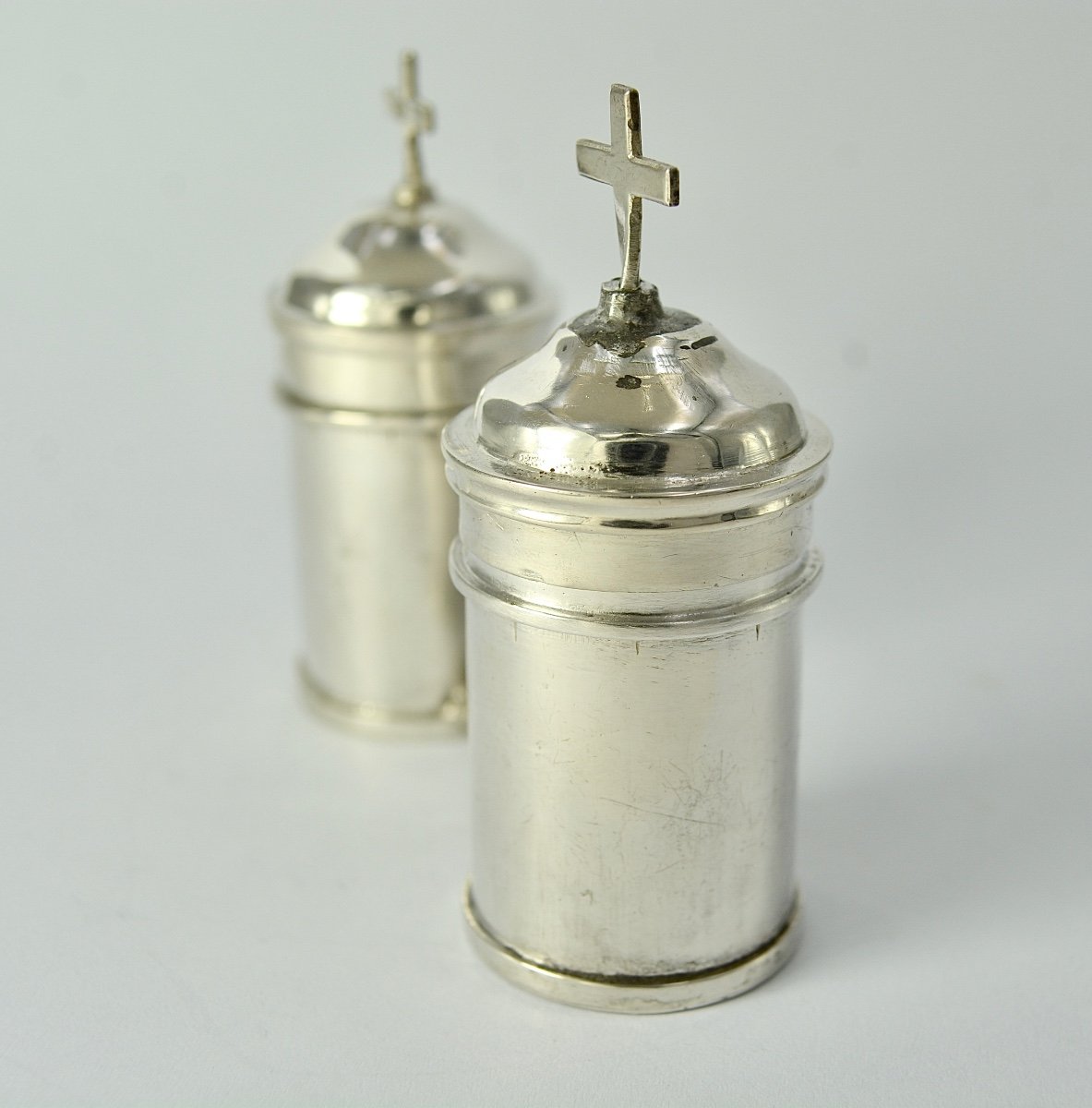 Silver Ampoules For Holy Oils, France Province, 19th Century -photo-4