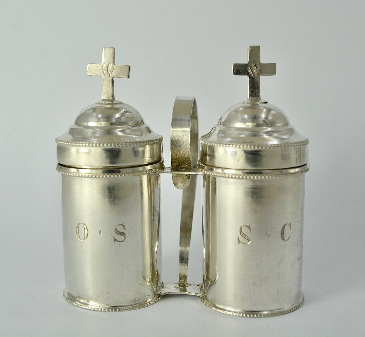 Ampoules Pour Les Huiles Saintes En Argent, France Minerve  XIXe Siècle -photo-2