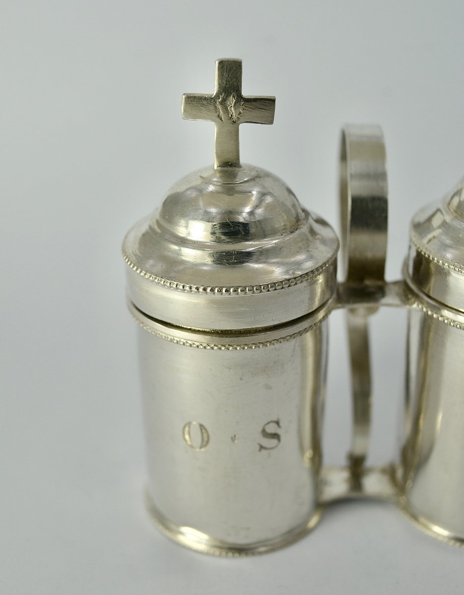 Ampoules Pour Les Huiles Saintes En Argent, France Minerve  XIXe Siècle -photo-4