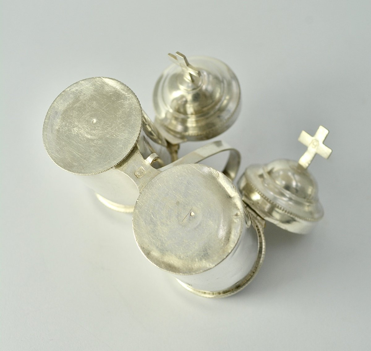 Ampoules Pour Les Huiles Saintes En Argent, France Minerve  XIXe Siècle -photo-4