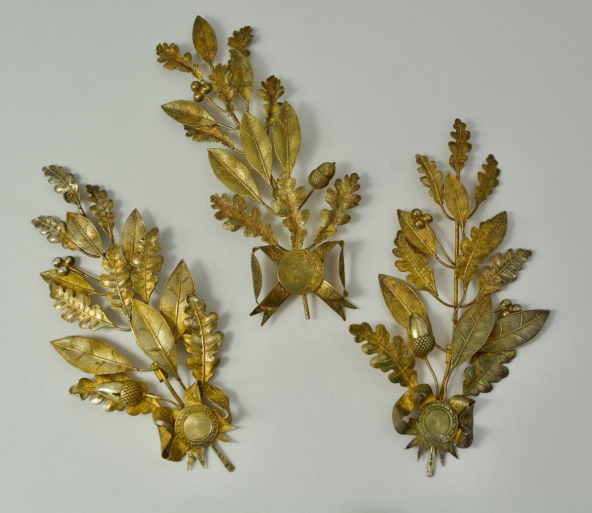 Gilded Silver Decoration. France Circa 1900, Set Of Three Branches 