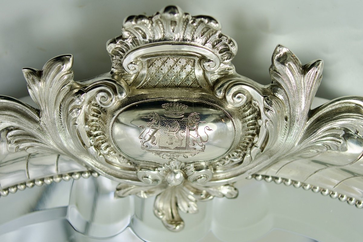 Large Silver And Rosewood Toilet / Boudoir Mirror. France Circa 1840-photo-5