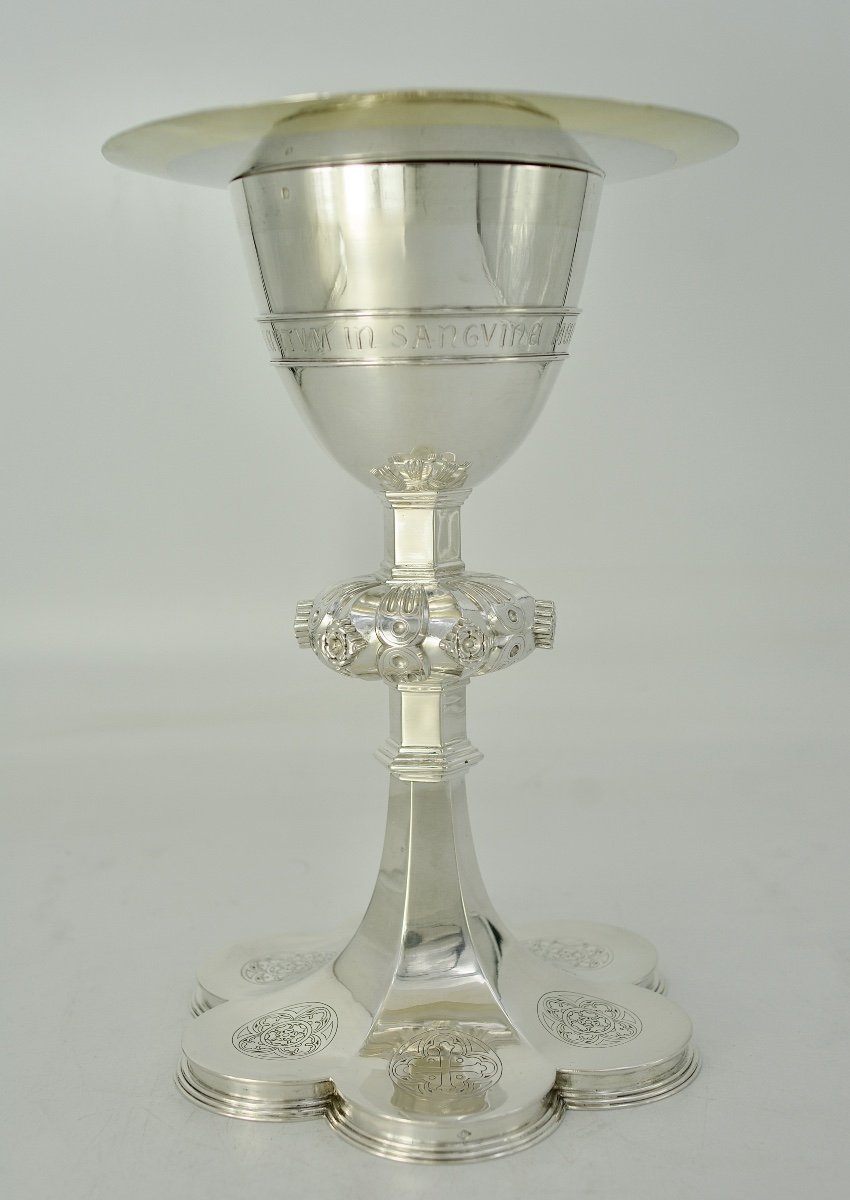 Chalice And Its Paten In Silver, France Circa 1850 By Louis Bachelet Goldsmith -photo-2