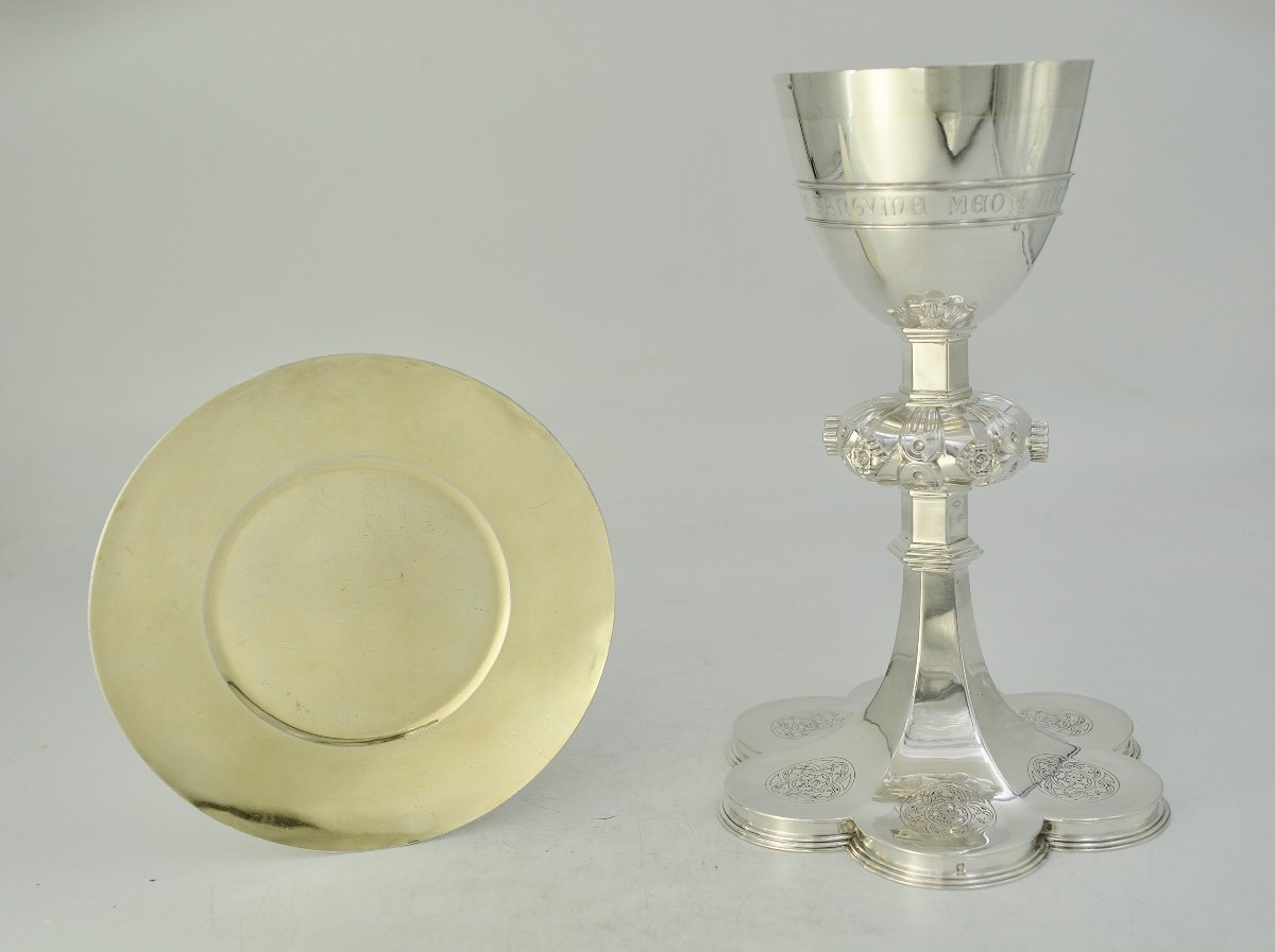 Chalice And Its Paten In Silver, France Circa 1850 By Louis Bachelet Goldsmith 