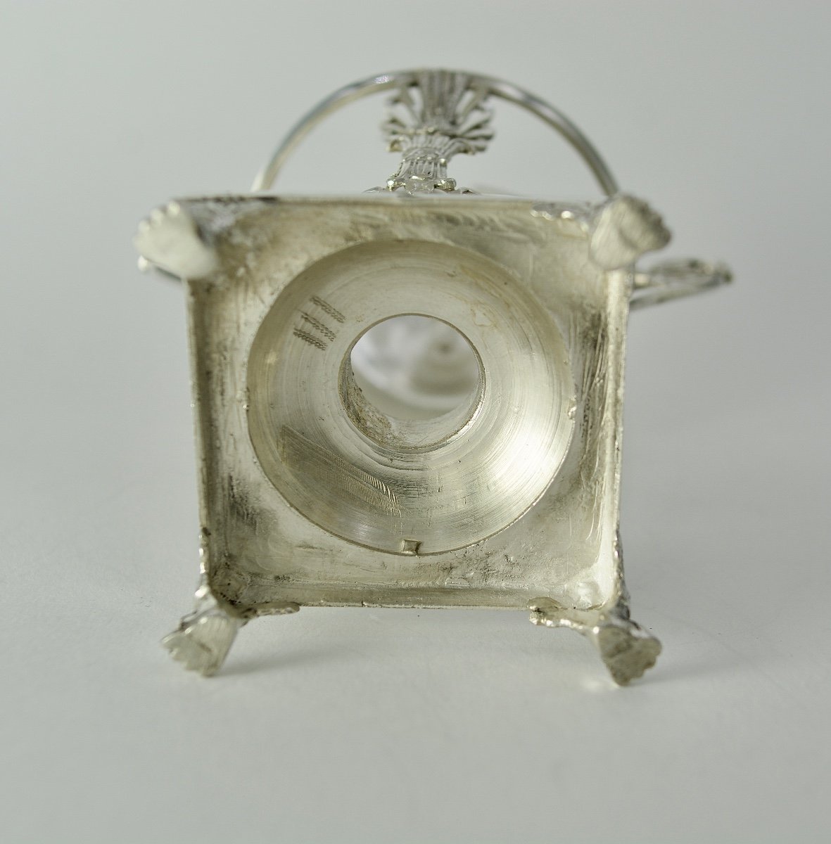 Silver And Crystal Mustard Pot, France 1809-1819-photo-3