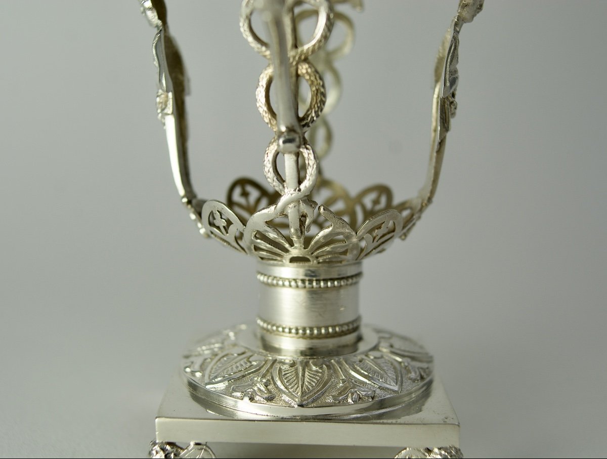 Silver And Crystal Mustard Pot, France 1819-1838-photo-4