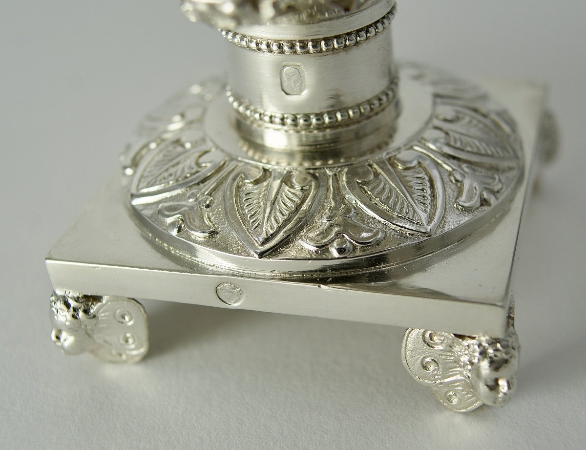 Silver And Crystal Mustard Pot, France 1819-1838-photo-6