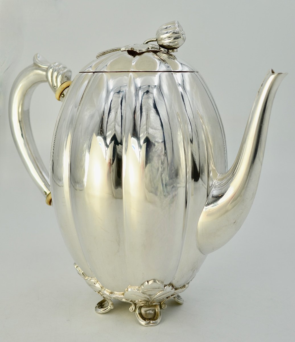 Silver Coffee Pot  With Melon Ribs, Netherlands, Circa 1950