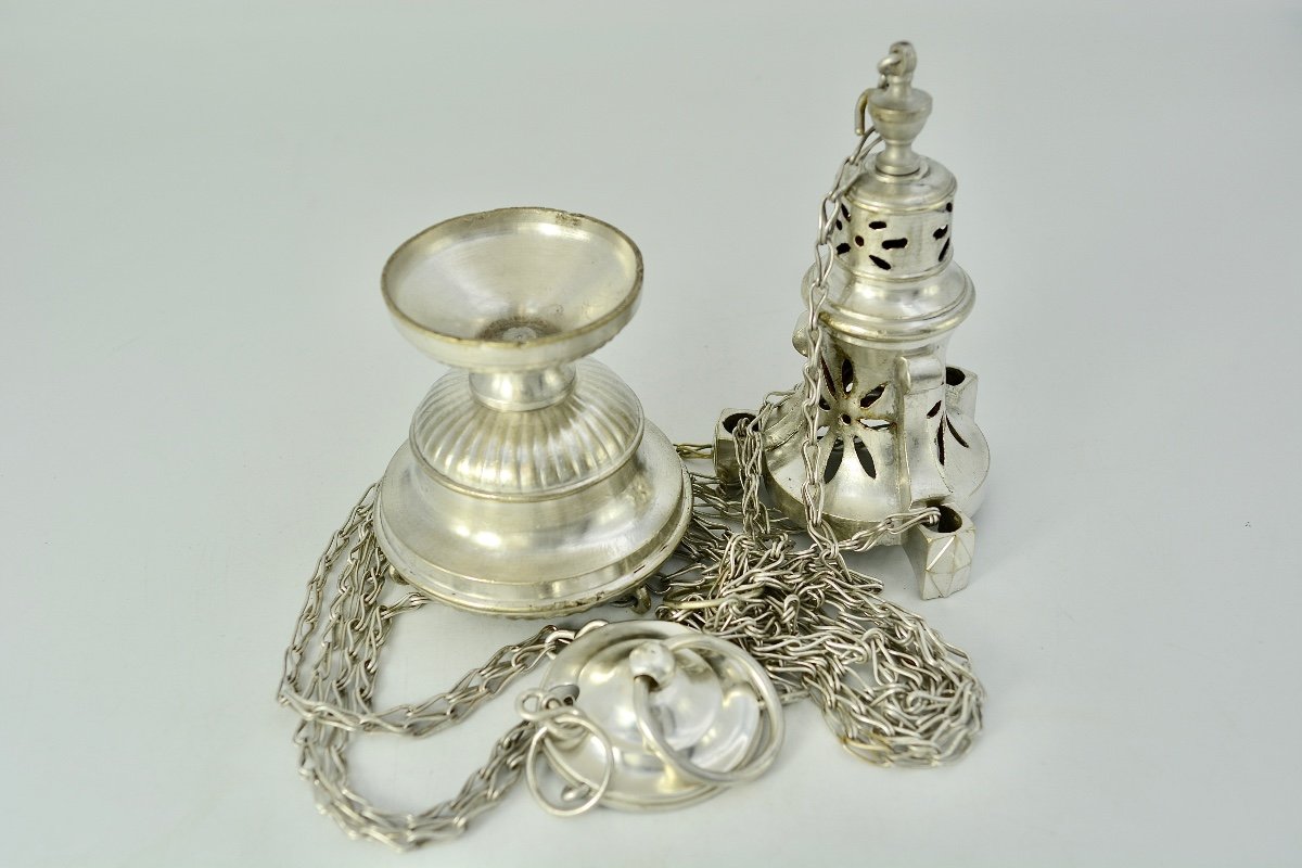 Silver-plated Bronze Incense Burner, France, 19th Century -photo-4