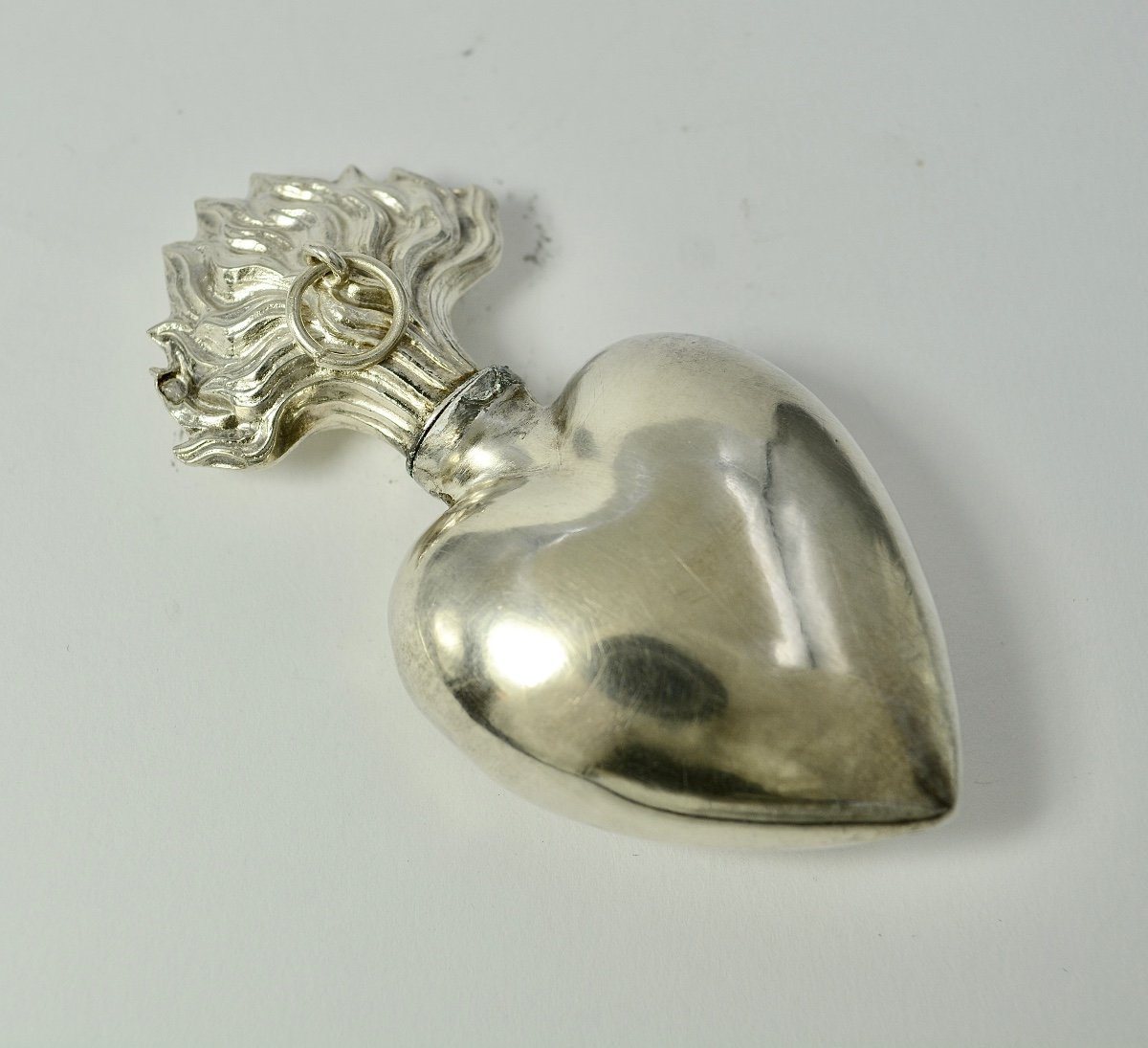 Ex-voto, "coeur De Marie" Flacon En Argent XIXe Siecle -photo-6