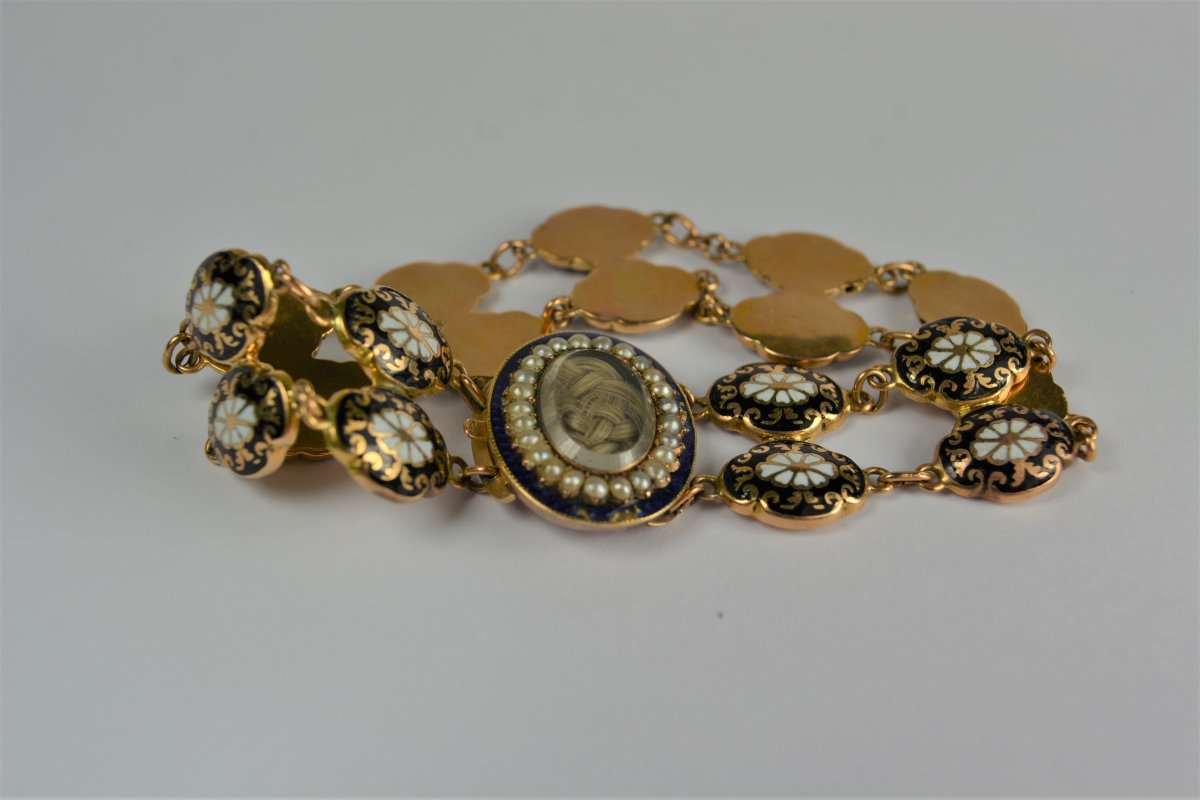 18k Gold Bracelet And Email Start XIX Century-photo-3