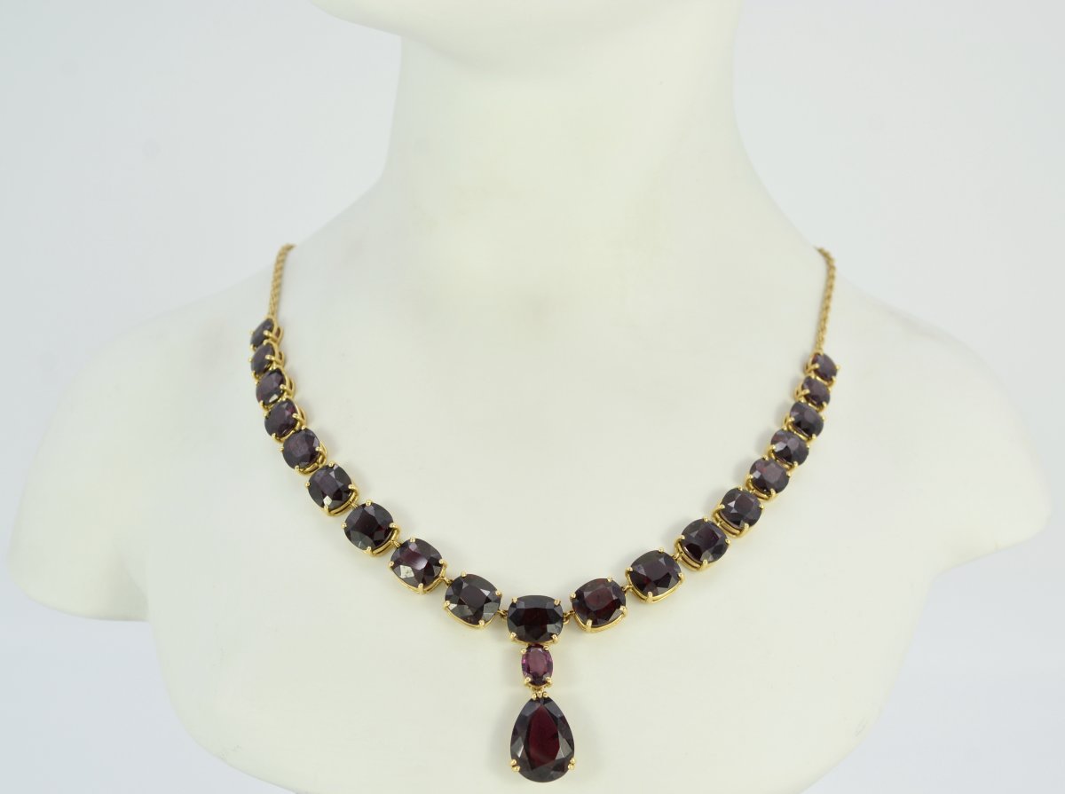 Set In Gold And Garnets, France Early 20th Century-photo-4