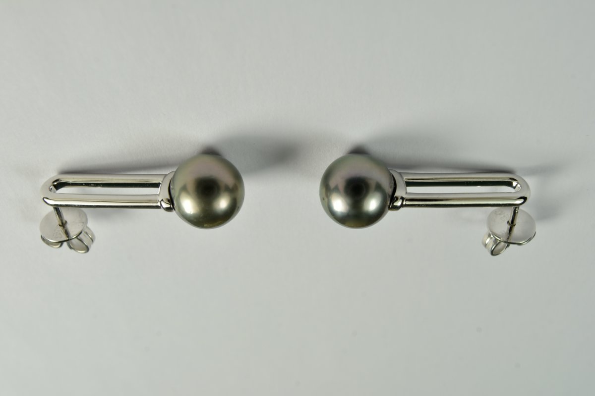 Worms Paris Pierced Earrings In Gold And Tahitian Pearls-photo-2