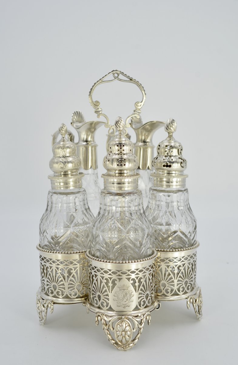 George III Silver Cruet Set, 1777 London 