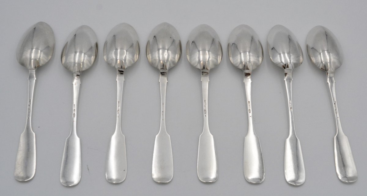 Russia. Eight Silver Table Spoons Around 1900-photo-1