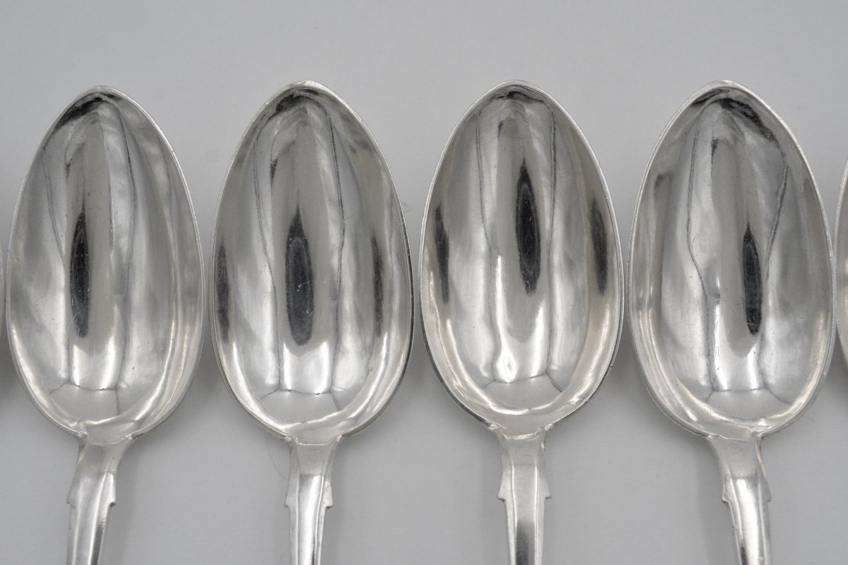 Russia. Eight Silver Table Spoons Around 1900-photo-3