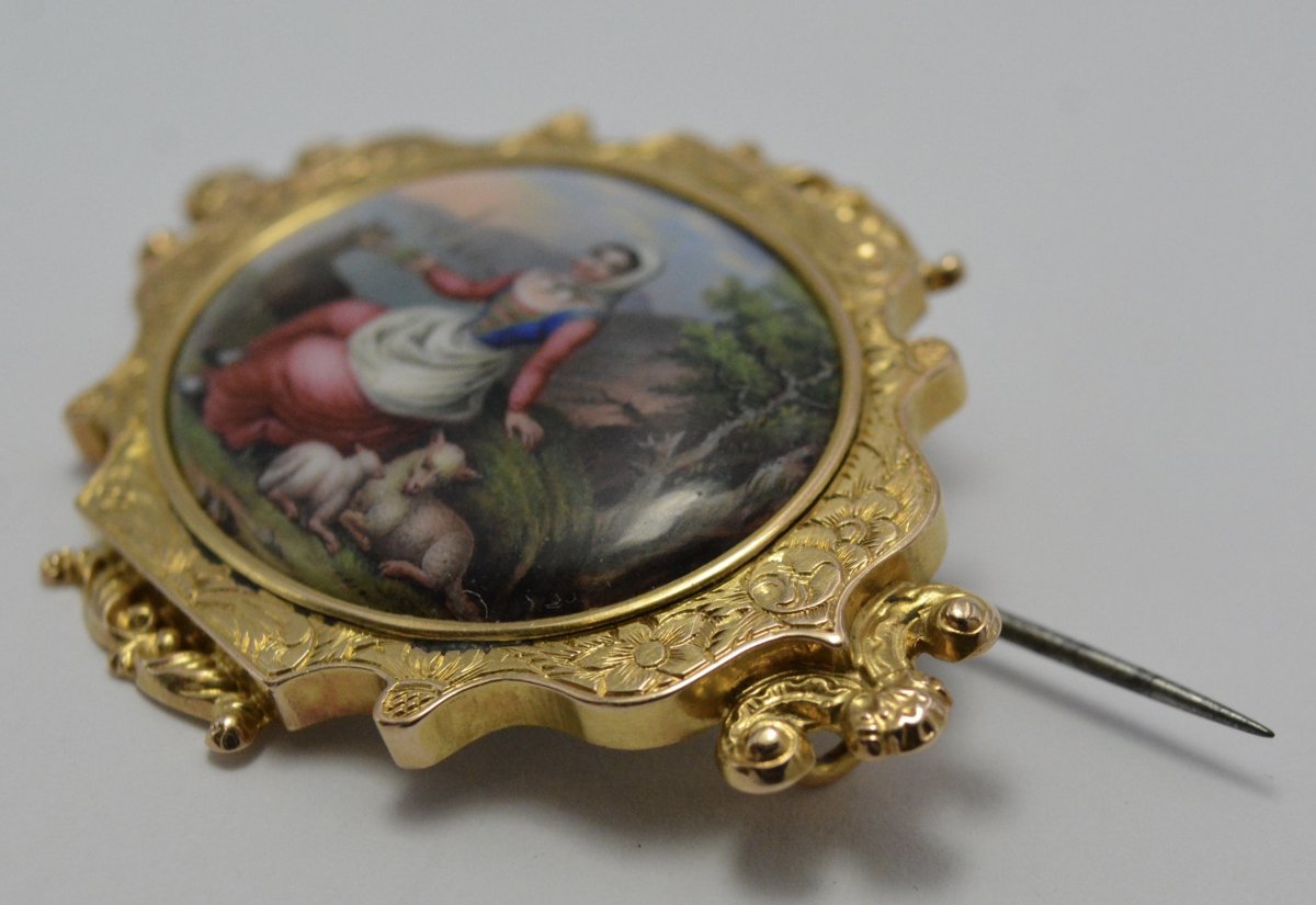 Broche En Or, Miniature,  France Vers 1809-1819-photo-1