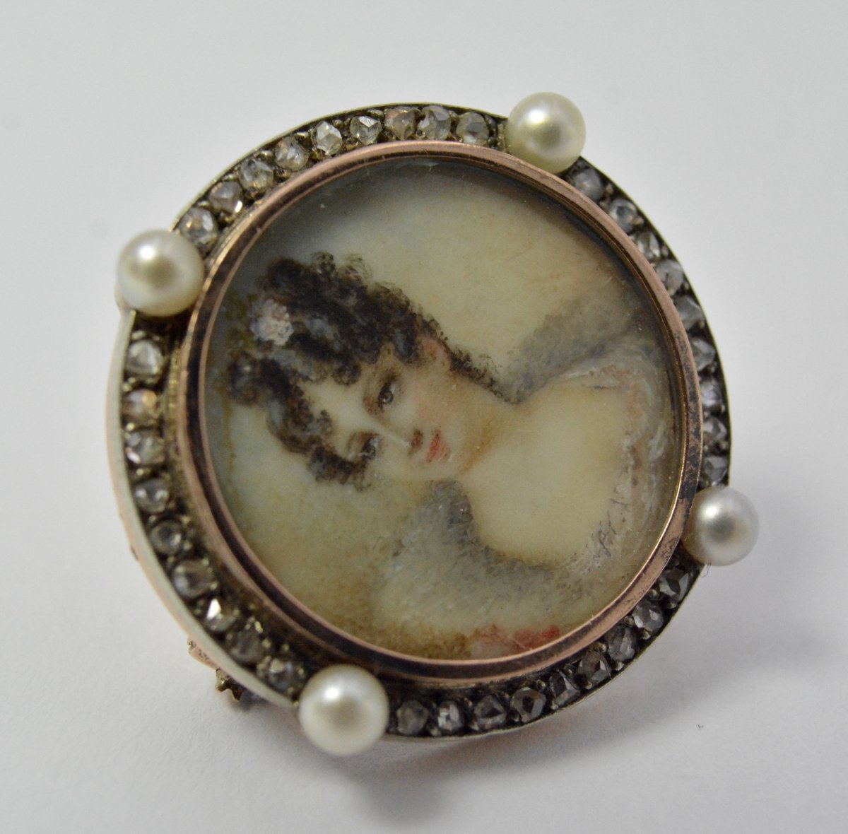 Gold Brooch Miniature France XIX -photo-2