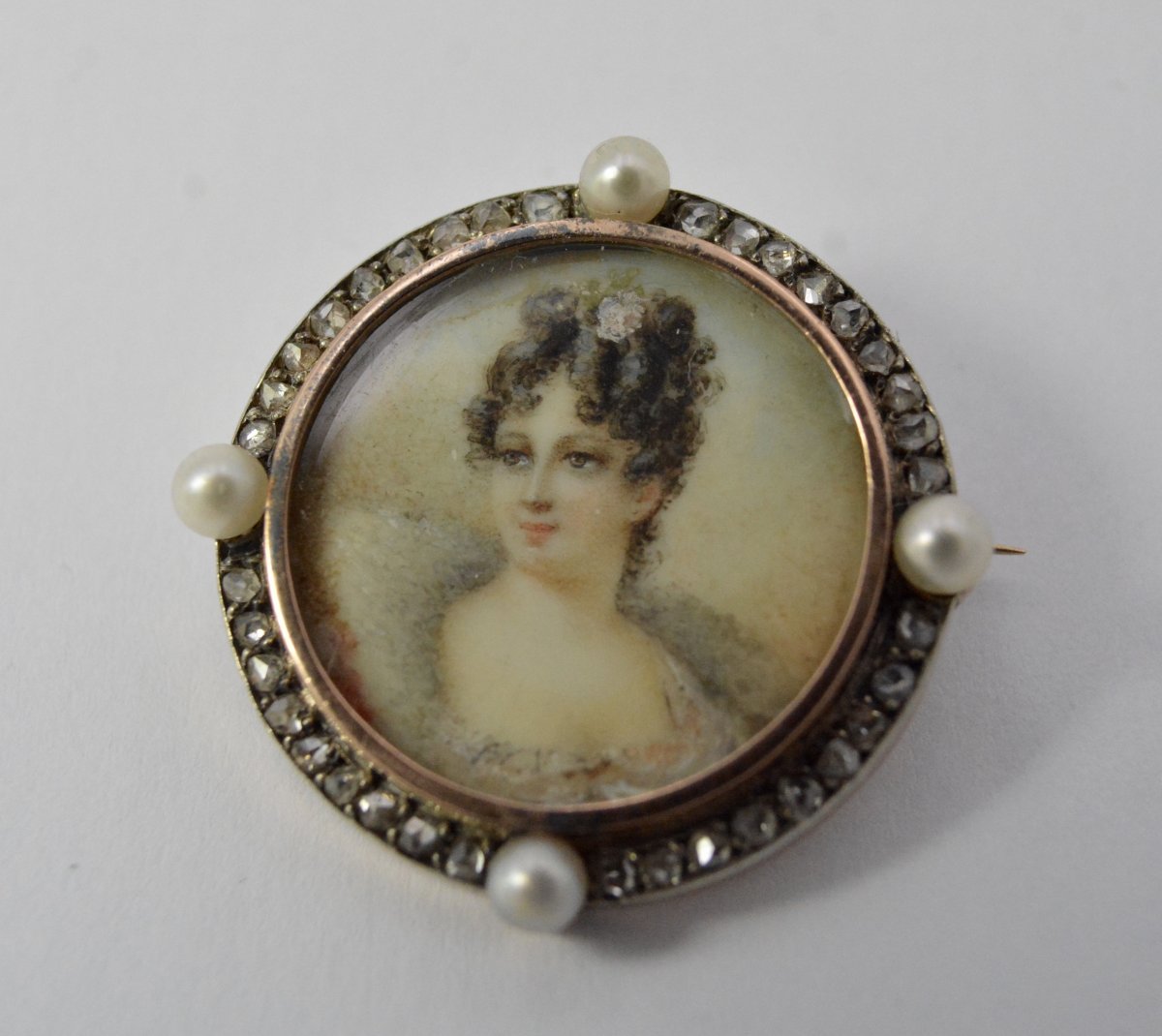 Gold Brooch Miniature France XIX -photo-3