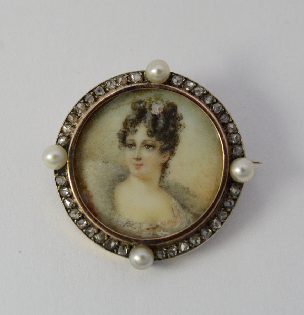 Gold Brooch Miniature France XIX 