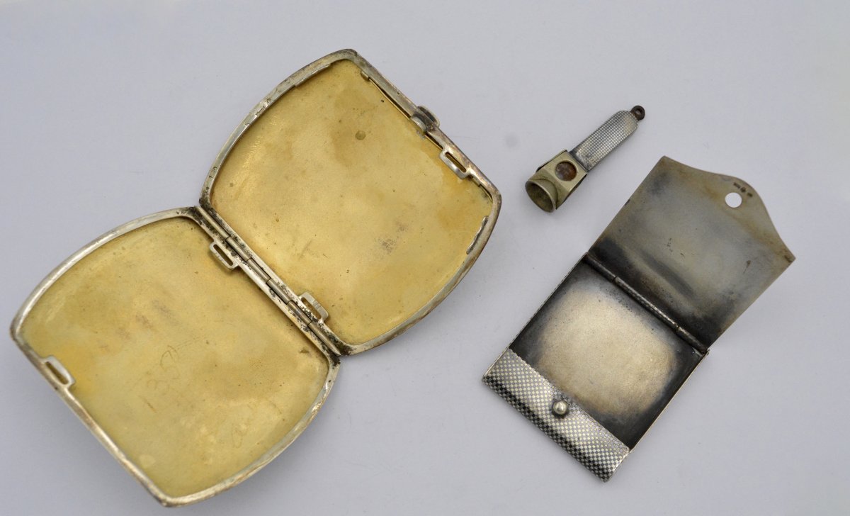 Germany Silver Smoking Kit Circa 1900-photo-3