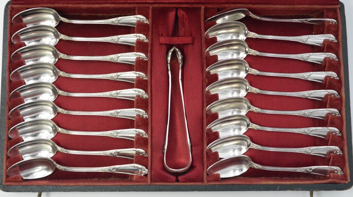 Coffee Spoons Set Of 18 Silver France Circa 1850-photo-2