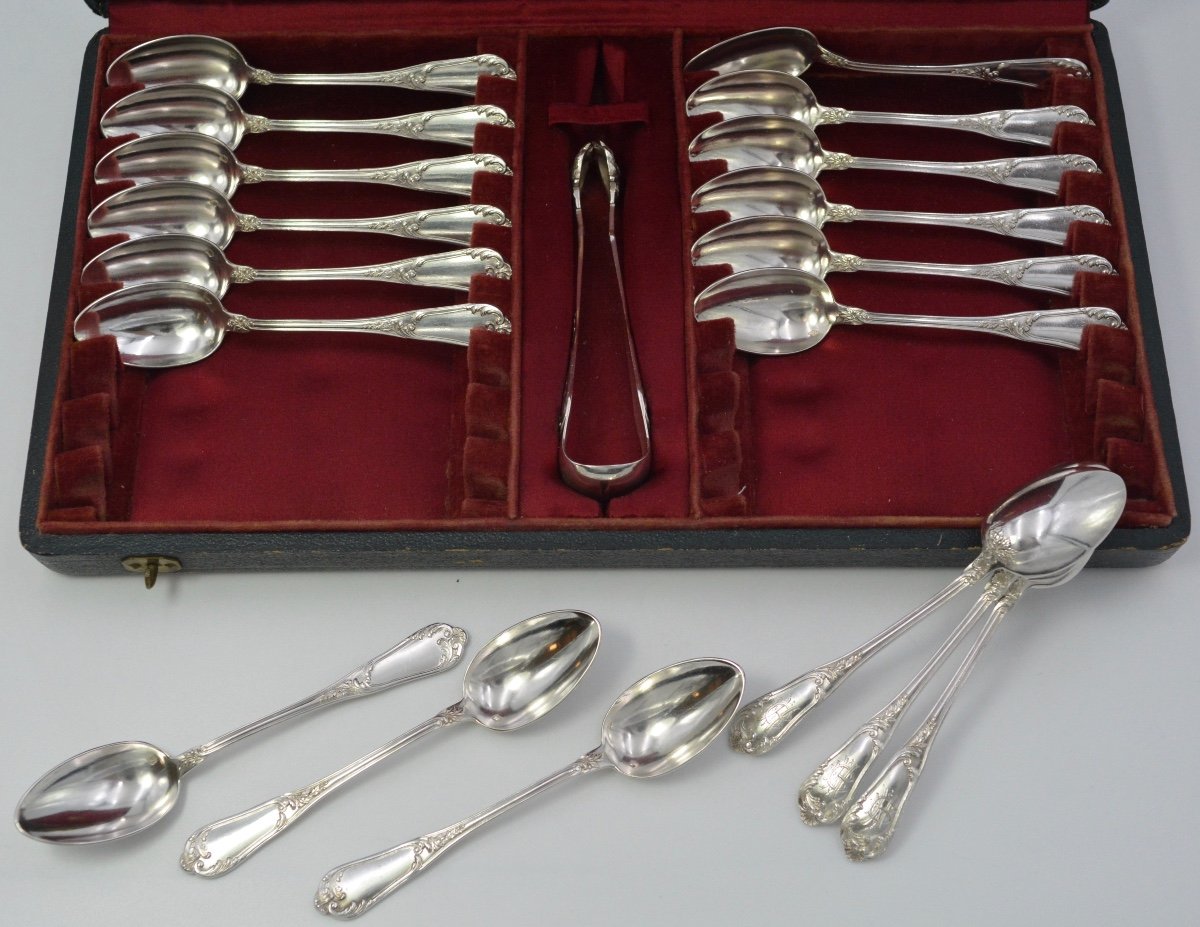 Coffee Spoons Set Of 18 Silver France Circa 1850-photo-6