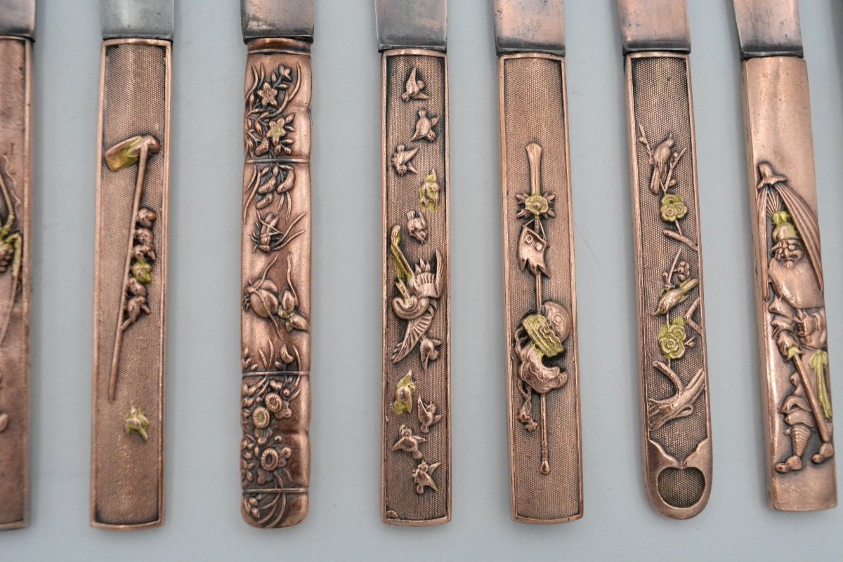 Japan XIXth Century. Kazuka Twelve Copper Knives-photo-2