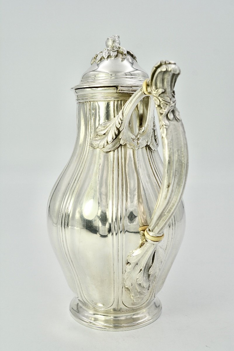 Baluster Jug In Silver France Around 1900-photo-2