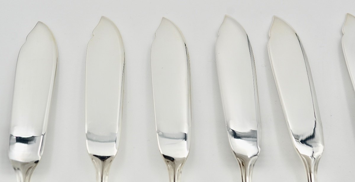 Christofle. 12 Fish Cutlery, In Silver Metal, New-photo-6