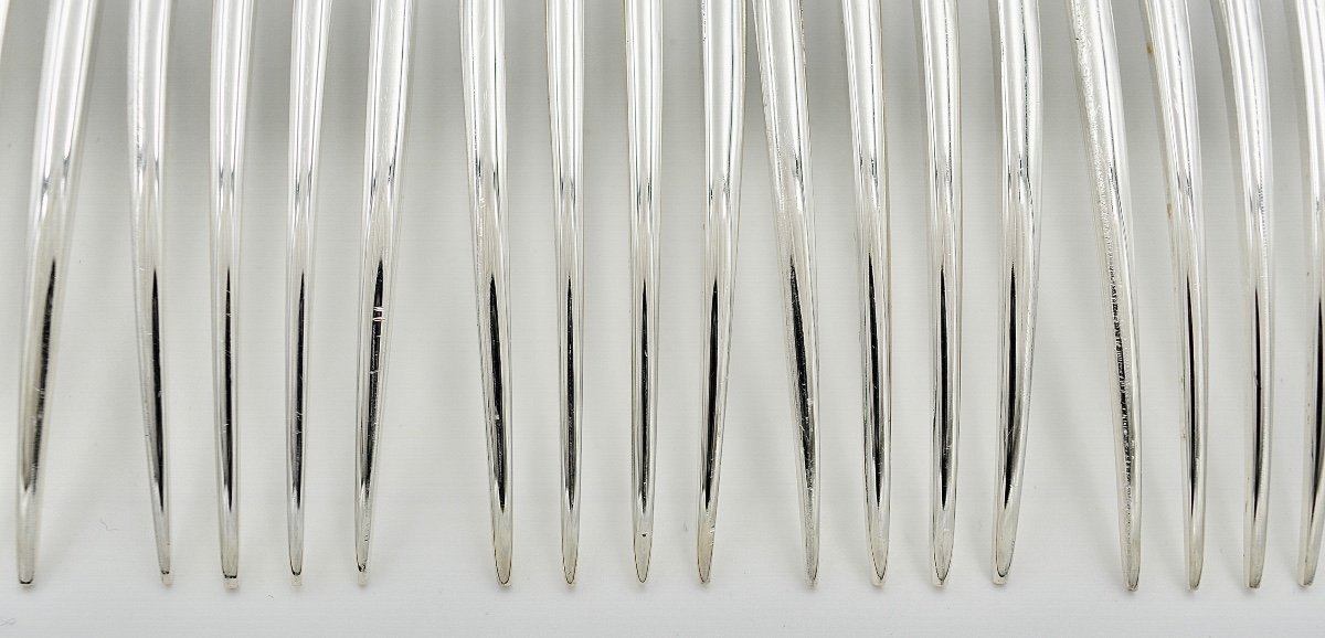 Christofle. 12 Table Cutlery In Silver Metal "pompadour"-photo-1