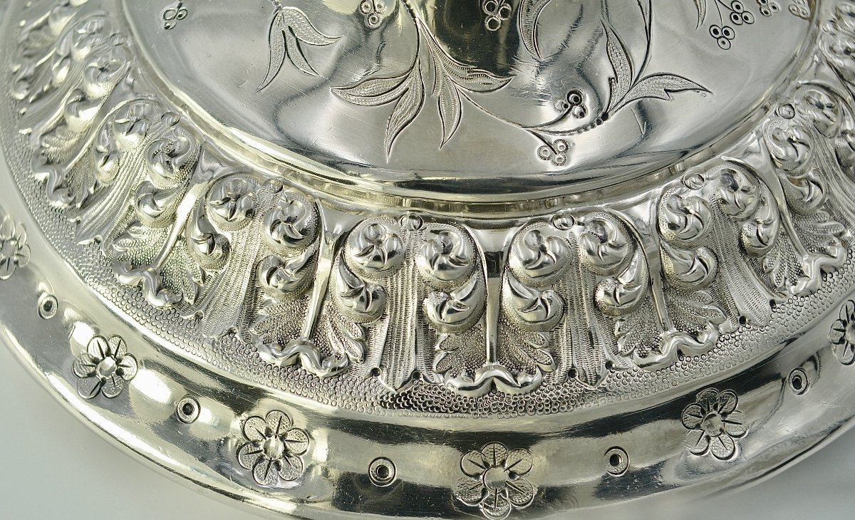 Coupe Couverte En Argent, France Vers 1850 Par Favier Orfèvre. -photo-6