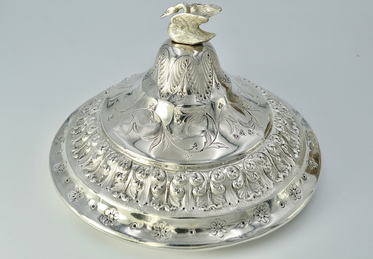 Coupe Couverte En Argent, France Vers 1850 Par Favier Orfèvre. -photo-8