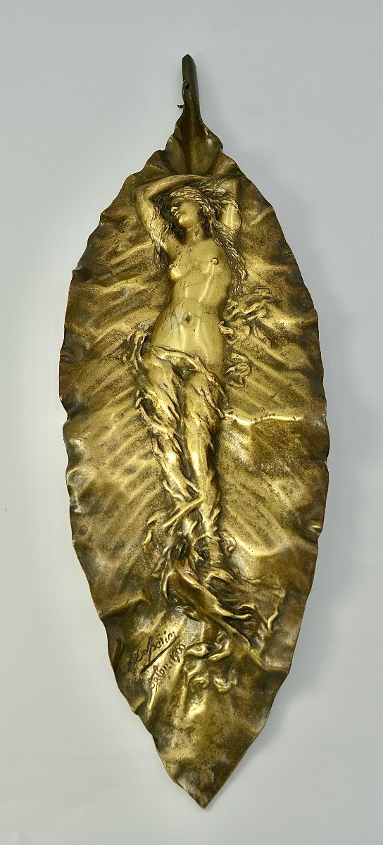 Art Nouveau, Bronze Half-naked Woman, By Delperier 1965-1936-photo-3