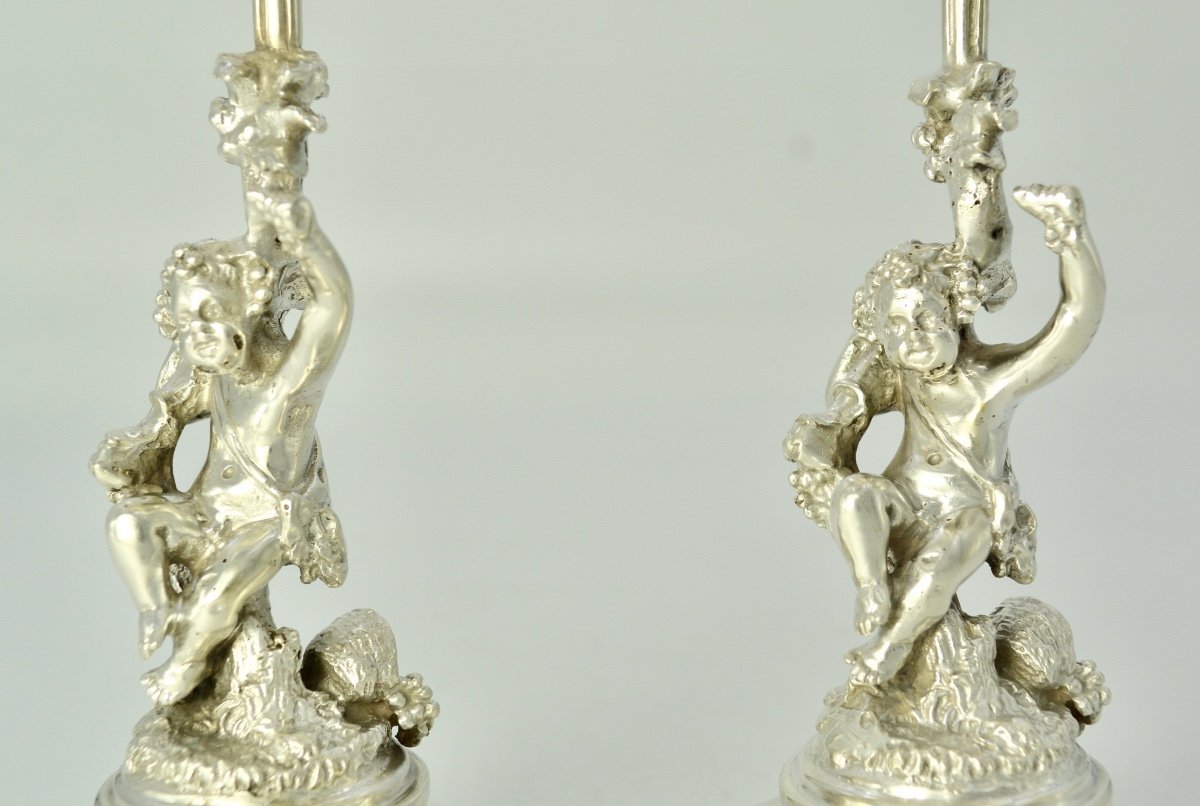 Pair Of Silver Candlesticks, Italy Early 20th Century-photo-3