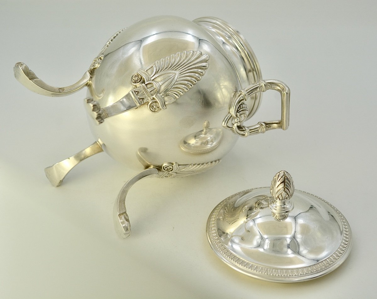 Jam / Sugar Pot In Silver France Circa 1900, Empire Style-photo-5