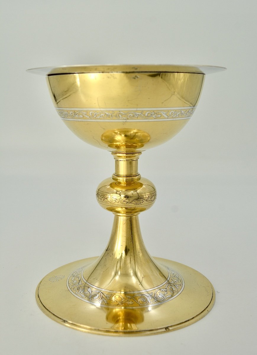 Chalice In Golden Silver, A Paten, France XIXth Century-photo-3