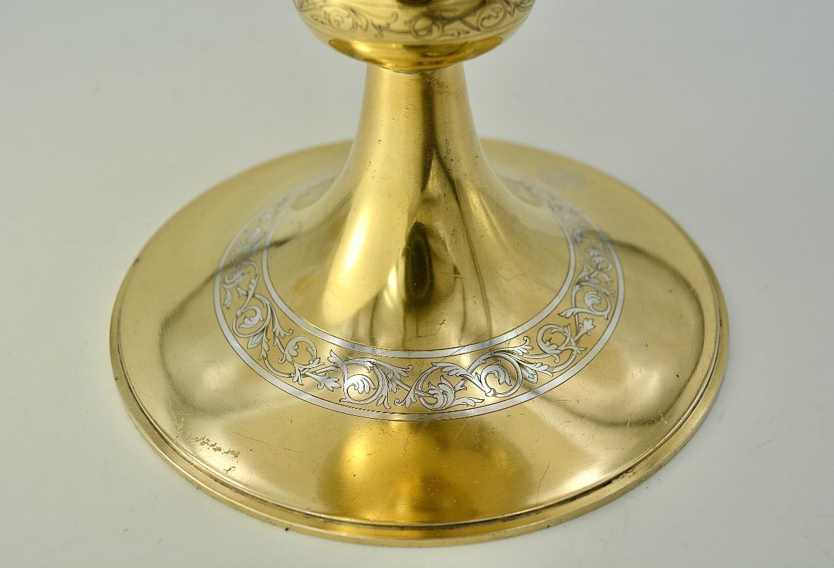 Chalice In Golden Silver, A Paten, France XIXth Century-photo-1