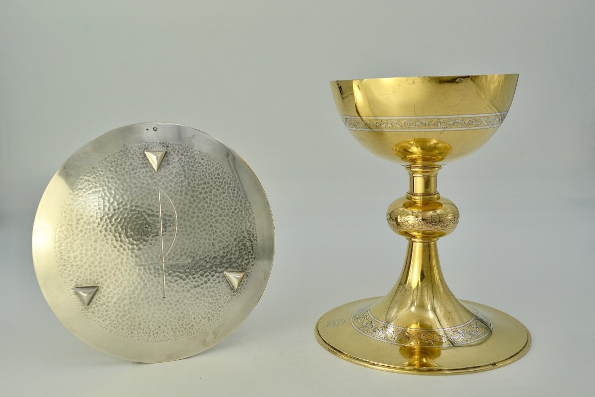 Chalice In Golden Silver, A Paten, France XIXth Century