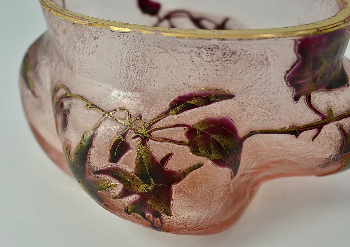 Legras, Saint-denis, Frosted Glass Planter, 19th Century-photo-8