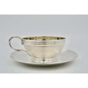 Napoleon III Silver Cup And Saucer By Maison Fouquet-gueudet Circa 1880