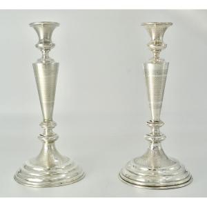 Pair Of Silver Candlesticks, Austria Around 1900