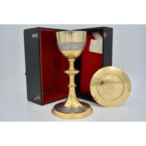 Chalice And Its Paten, Gilt Silver And Gilt Bronze. France Around 1930