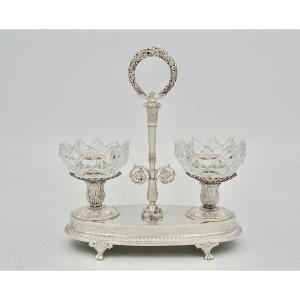 Table Servant In Silver And Crystal, France 1819-1838