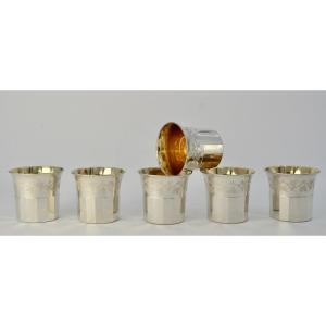 Cooper Goldsmith. Six Silver Brandy Glasses, France Circa 1830