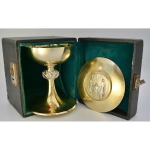 Chalice And Its Paten In Gilded Silver. France Around 1930 By Fra Donat Orfevre 