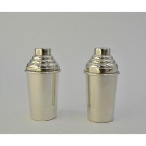 Pair Of Silver Pepper Pots France Circa 1900