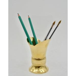 Pencil Holder In Gilt Silver, France Early 20th Century 
